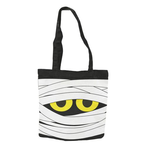 Tote Bag Momie Halloween En Coton Imprimé 25x25 Cm