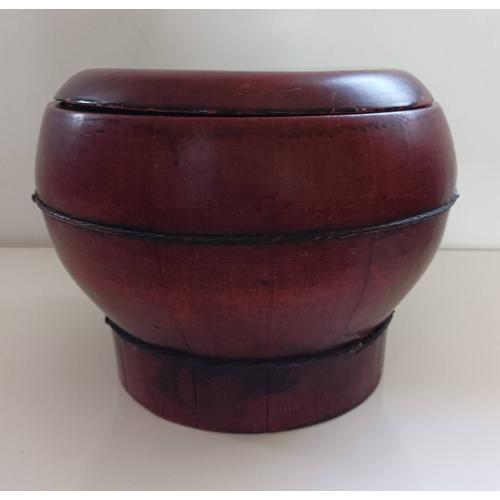 ANCIEN POT CHINOIS (1900 env.) en bois laqué - 25.5cm de diamètre - Artisanat - objet d'art chinois - Boutique AXONALIX