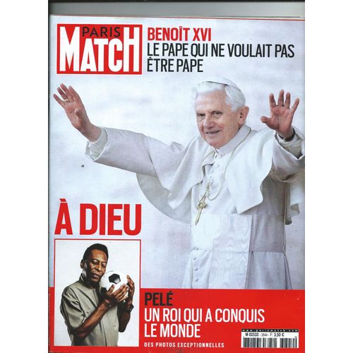 Paris Match 05 01 2023 Le Pape Benoît Xvi, Pelé, Andréa Bescond, Johnny Hallyday, Pierre Lemaitre, Michelplatini, Marie Tabarly, Vivienne Westwood, Jean-Charles De Castelbajac, Sylvie Tellier