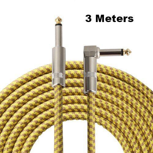 Câble De Guitare Électrique Tressé 3 Mètres 5 Mètres 10/16 Pieds Basse Instrument De Musique 90% Blindé Angle Droit De 6.35mm - 21xyq0709a02421