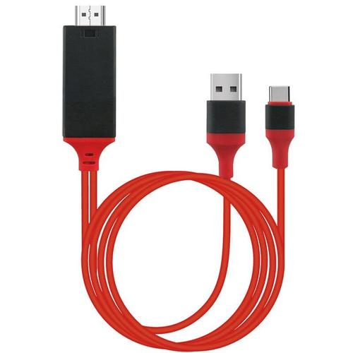 Câble de 2M de Type C adaptateur de téléphone pour Android et TV USB C lien vidéo HDTV pour Dell ASUS Samsung S21 S20 S9 S10 Plus Note 20 pour Huawei - Type USB Black Red