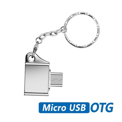 Adaptateur Micro USB OTG convertisseur pour téléphone portable et tablette connecteur de disque de données prise OTG - Type micro silver plug