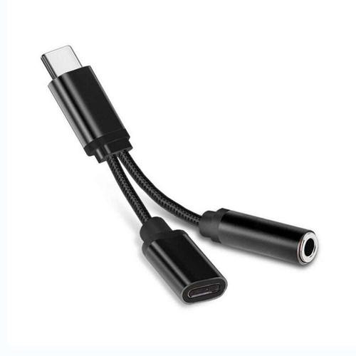 Câble USB de type C 2 en 1 convertisseur pour Xiaomi Huawei Samsung dernière sortie cordon de lecteur flash genre C écouteur audio adaptateur de casque 3 5mm - Type black