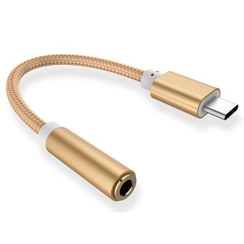 Adaptateur de câble USB Type C à Mini Jack 3.5mm câble Aux avec un excellent effet de transmission de Signal pour écouteurs pour Huawei Samsung - Type gold