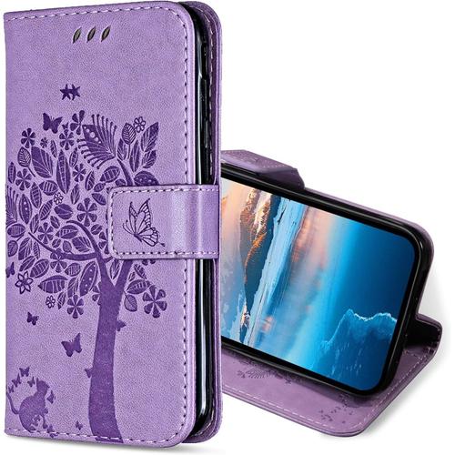 Coque Pour Oppo Reno 6 Pro 5g, Etui Protection Housse Premium En Cuir Pu, Antichoc Étui À Rabat Portefeuille Flip Case Pour Oppo Reno 6 Pro 5g (Lavande)