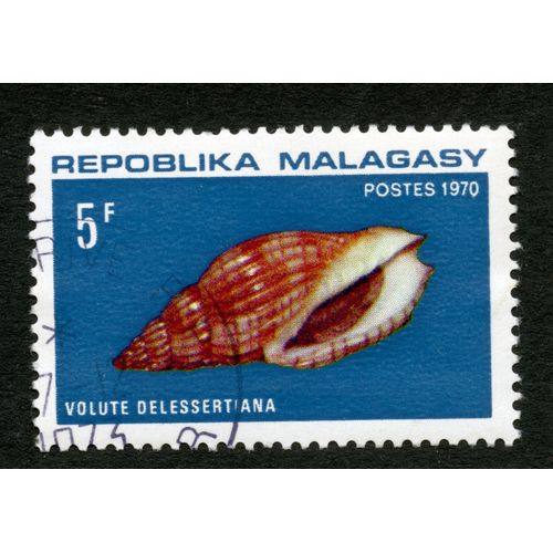 Timbre Oblitéré Repoblika Malagasy, Volute Delessertiana, Postes 1970, 5f