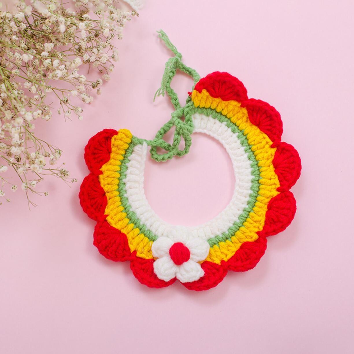 Collier en laine ajustable doux au Crochet pour chien et chat