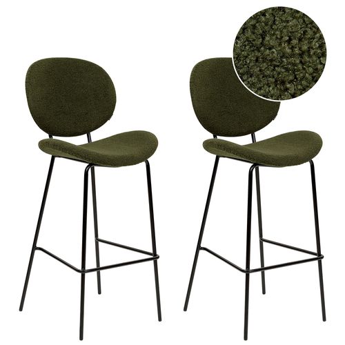 Tabouret De Bar Set De 2 Bouclé Vert Foncé Luana