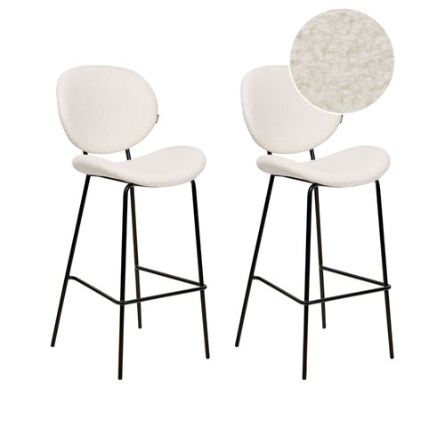 Tabouret De Bar Set De 2 Bouclé Blanc Luana