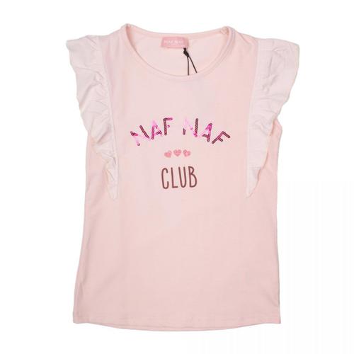 Tee Shirt Détail Volants Et Logo En Sequins Pastel Enfant Naf Naf