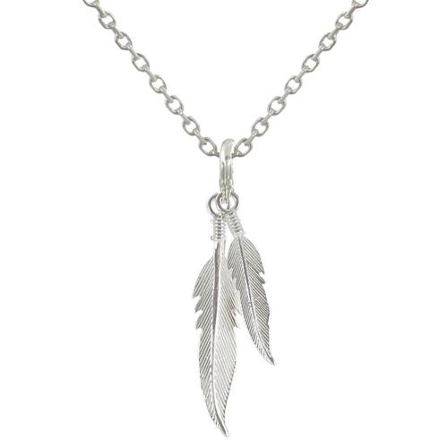 Collier Deux Plumes D'argent