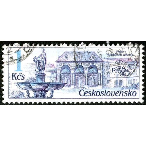 Timbre Oblitéré Ceskoslovensko, Praha, Valdstejnska Zahrada, Praga'88, 1 Kcs