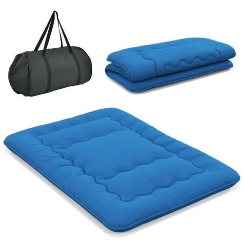 Costway Matelas Futon Japonais 140x200cm - Surmatelas Amovible, Matelas De Sol Pliable - Maison, Camping-Car, Dortoir - Bleu