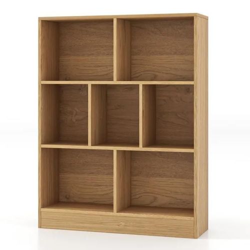 Bibliothèque À 3 Niveaux Costway-80 X 24 X 104 Cm-7 Cases Ouverts De Rangement-Kit Anti-Basculement-Capacité Max 120 Kg-Naturel