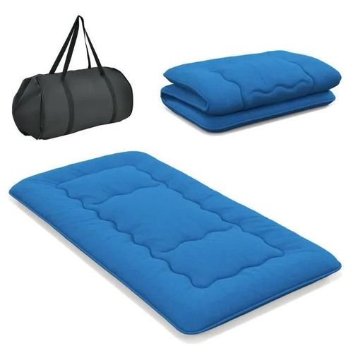 Costway Matelas Futon Japonais 90x200cm - Surmatelas Amovible, Matelas De Sol Pliable - Maison, Camping-Car, Dortoir - Bleu