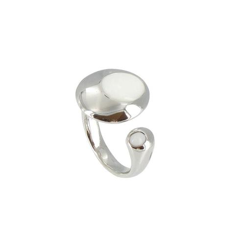 Bague Atoll Argent 925 Et Agate Blanche - Taille 54