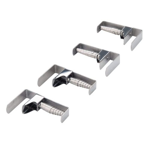 Fackelmann 61503 Lot De 4 Pinces À Nappe, Pinces-Nappe Extérieur Inoxydable, Fixe-Nappe Professionnelle À Ressort, Clips À Nappe, Acier Inoxydable, Argent, 17 X 2 X 11.6 Cm