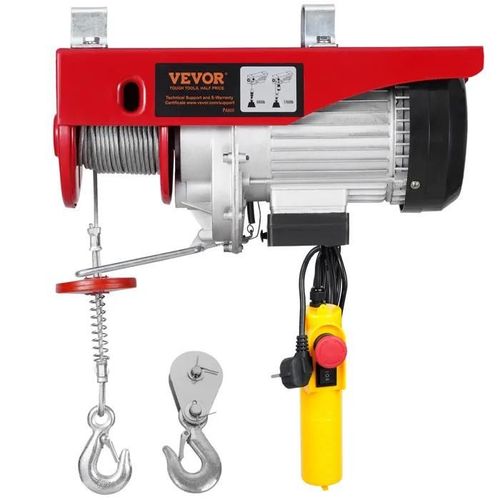 Palan Électrique-VEVOR-Charge 800 kg-Télécommande Filaire 4,2 m- Arrêt d'Urgence, Palan Élévateur pour Garage, Entrepôt, Usine