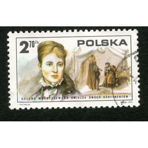 Timbre Oblitéré Polska, Helena Modrzejewska Gwiazda Dwoch Kontynentow, 1975, 2,70 Zl, Michaluk