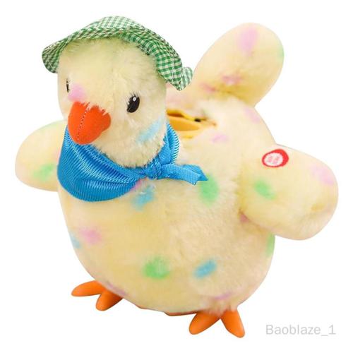 Baoblaze Mignon Poule De 9 Pouces Pond Des Oeufs Électrique En Peluche Musique Douce Danse Éducatifs Interactifs Jouets Enfants Cadeau Décoration De La Maison Blague Prop - Jaune, 24x24x18cm Jaune