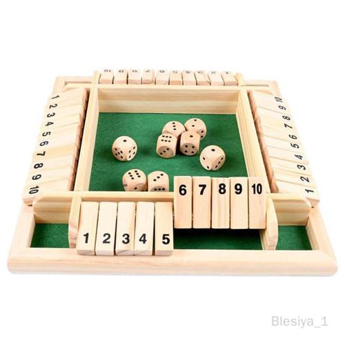 4 Sided Shut The Box Number Pub Game Family Game Toy Set Classroom Home