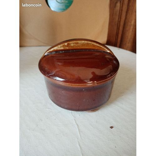 Beurrier En Céramique Marron 10 Cm De Diamètre 5 Cm De Haut
