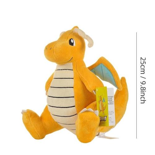 Pokemon Dragonite 25cm L 9.8inch Jouets Peluche Pokemon Dragonite Pour Enfants, Kawaii, Dessin Animé Mignon, Rapide, Dragon, Poupées Peluche, Oreiller, Cadeau De Noël Pour Enfants, Amis,