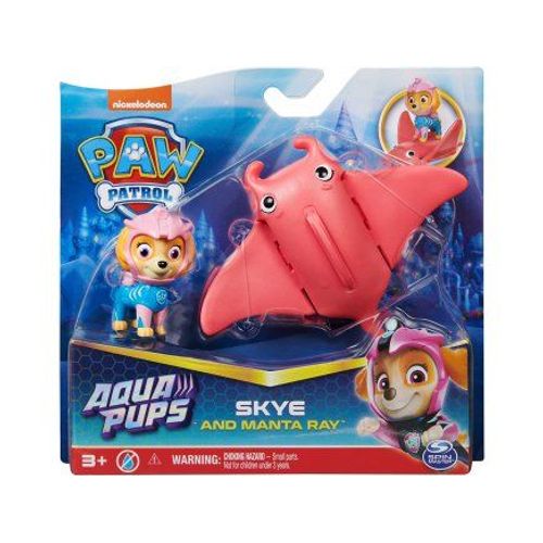 Coffret Pat Patrouille Aqua : Chienne Stella Et Sa Raie Manta Rose + 1 Carte Offert - Set Figurine - Chien - Mer