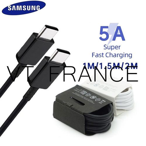 Samsung Cable USB-C 5A Charge Super Rapide, Longueur: 2m