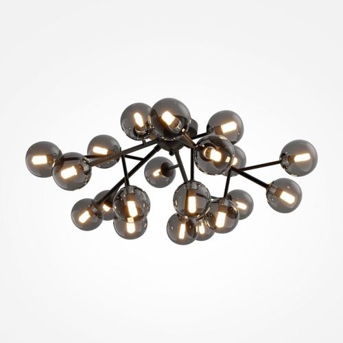 Maytoni Dallas Plafonnier Globe Moderne À 20 Lumières Noir Mat, Abat-Jour Fumé, G9