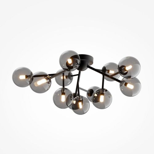 Maytoni Dallas Plafonnier Globe Moderne À 12 Lumières Noir Mat, Abat-Jour Noir, G9