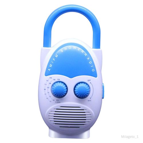 Radio de douche compacte étanche avec poignée supérieure pour la maison, le garage, le volume réglable, la diffusion, IPX, résistant - Bleu