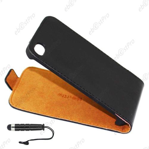 Ebeststar ® Etui Coque Housse En Pu Cuir + 3 Film + Mini Stylet Pour Apple Iphone 4s / 4, Couleur Noir