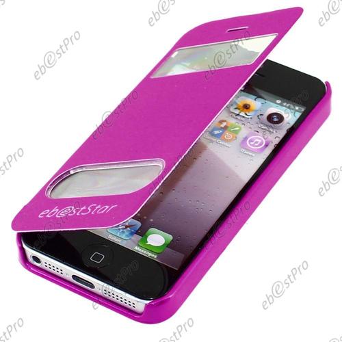 Ebeststar ® Pour Apple Iphone 5s / 5 Housse Pochette Protection Coque Etui Type S-View + Film D'écran, Couleur Violet