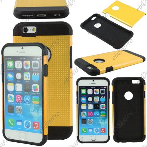 Ebeststar ® Coque Duo Bi-Couches En Silicone Et Polycarbonate Mesh Etui Housse + Film Protection D'écran Pour Apple Iphone 6 Écran 4,7", Couleur Jaune