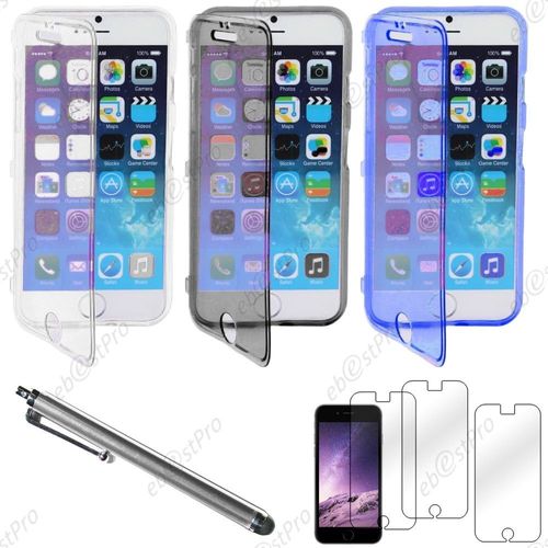 Ebeststar ® Lot X3 Housse Etui Coque Portefeuille Livre Silicone Gel + Film Protection D'écran + Stylet Pour Apple Iphone 6 Plus Écran 5,5", Couleur Transparent, Noir, Bleu