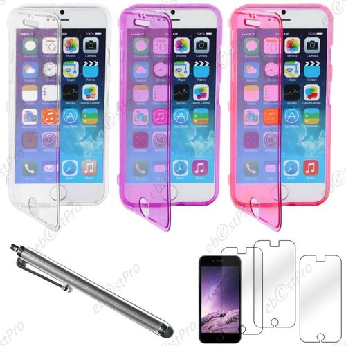 Ebeststar ® Lot X3 Housse Etui Coque Portefeuille Livre Silicone Gel + Film Protection D'écran + Stylet Pour Apple Iphone 6 Plus Écran 5,5", Couleur Transparent, Violet, Rose
