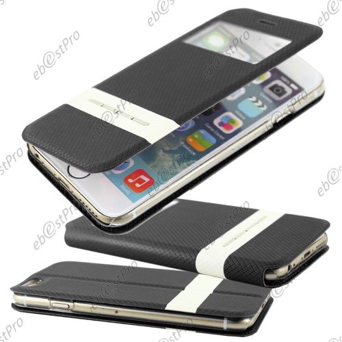 Ebeststar ® Pour Apple Iphone 6 Plus Écran 5,5" Housse Pochette Protection Coque Etui Type S-View + Film D'écran, Couleur Noir
