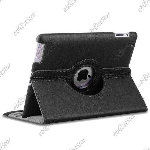 Ebeststar ® Housse Coque Etui Pu Cuir Rotatif Support Rotation 360° + Film Pour Apple Ipad 4 Écran Retina / Ipad 4 / Ipad 3 / Ipad 2, Couleur Noir