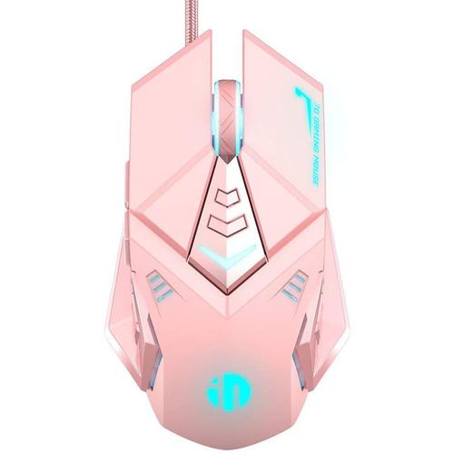 Souris Gamer Filaire Rose, Souris Gaming Ergonomique USB avec 4800 dpi, 7 Boutons Gaming Programmables, RVB Gaming, Ultra-Léger, Ultra-Rapide Ordinateur Souris pour FPS, PC/Mac