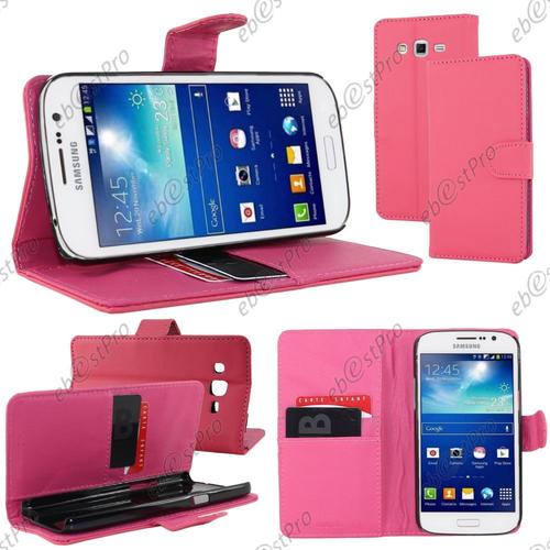 Ebeststar ® Housse Coque Etui Portefeuille Folio Book Livre Simili Cuir + Film Protection D'écran Pour Samsung Galaxy Grand 2 G7105 G7102 G7100, Couleur Rose