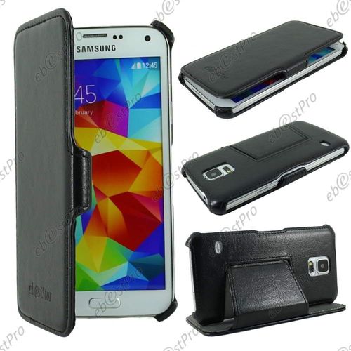 Ebeststar ® Etui Luxe Pu Cuir Haut De Gamme Avec Support Stand Pour Samsung Galaxy S5 G900f, Couleur Noir