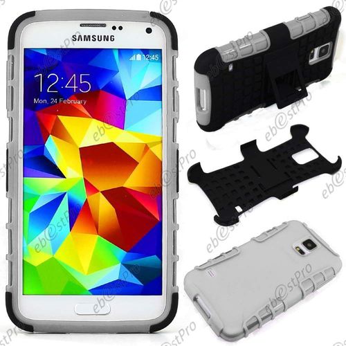 Ebeststar ® Coque Type Armor Outdoor Avec Support Stand Pour Samsung Galaxy S5 G900f, Couleur Blanc