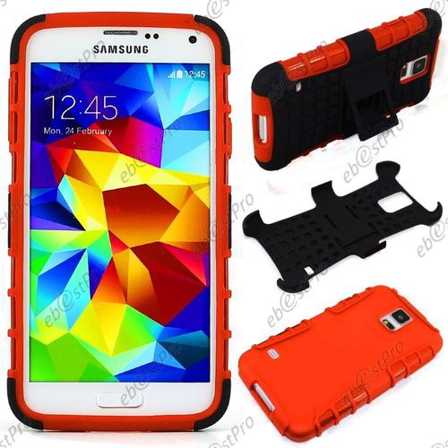 Ebeststar ® Coque Type Armor Outdoor Avec Support Stand Pour Samsung Galaxy S5 G900f, Couleur Orange