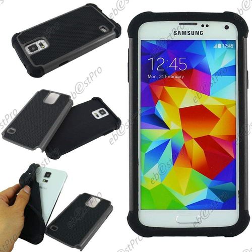 Ebeststar ® Coque Duo Bi-Couches En Silicone Et Polycarbonate Pour Samsung Galaxy S5 G900f, Couleur Gris