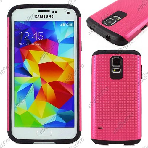 Ebeststar ® Coque Duo Bi-Couches En Silicone Et Polycarbonate Mesh Pour Samsung Galaxy S5 G900f, Couleur Rose