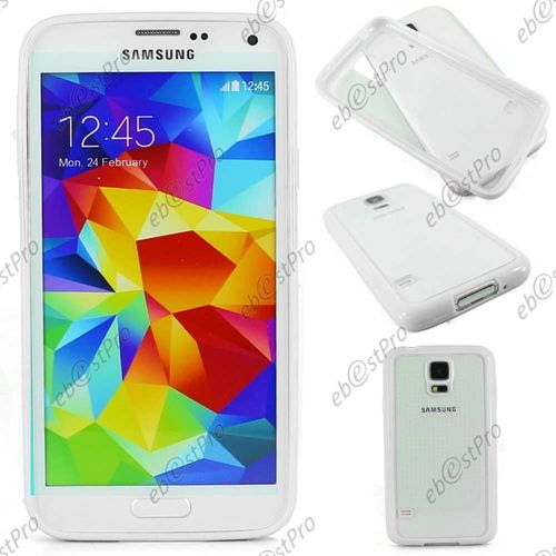 Ebeststar ® Coque Arrière Hybride Rigide Cristal Avec Contour Bumper Pour Samsung Galaxy S5 G900f, Couleur Blanc