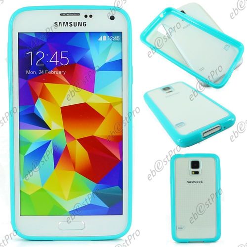 Ebeststar ® Coque Arrière Hybride Rigide Cristal Avec Contour Bumper Pour Samsung Galaxy S5 G900f, Couleur Bleu