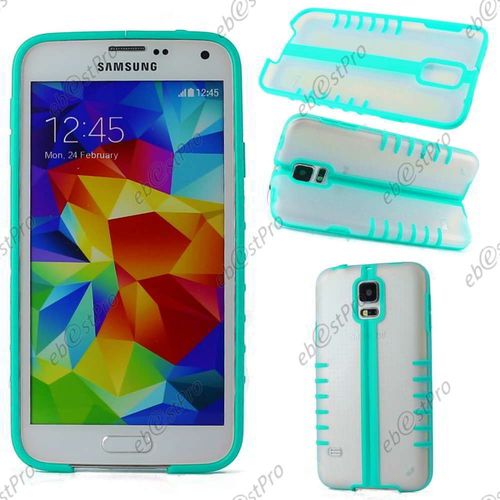 Ebeststar ® Coque Hybride Rigide Cristal Et Tpu Silicone Gel Souple Pliable Pour Samsung Galaxy S5 G900f, Couleur Bleu