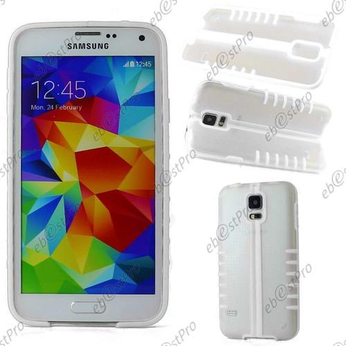 Ebeststar ® Coque Hybride Rigide Cristal Et Tpu Silicone Gel Souple Pliable Pour Samsung Galaxy S5 G900f, Couleur Blanc